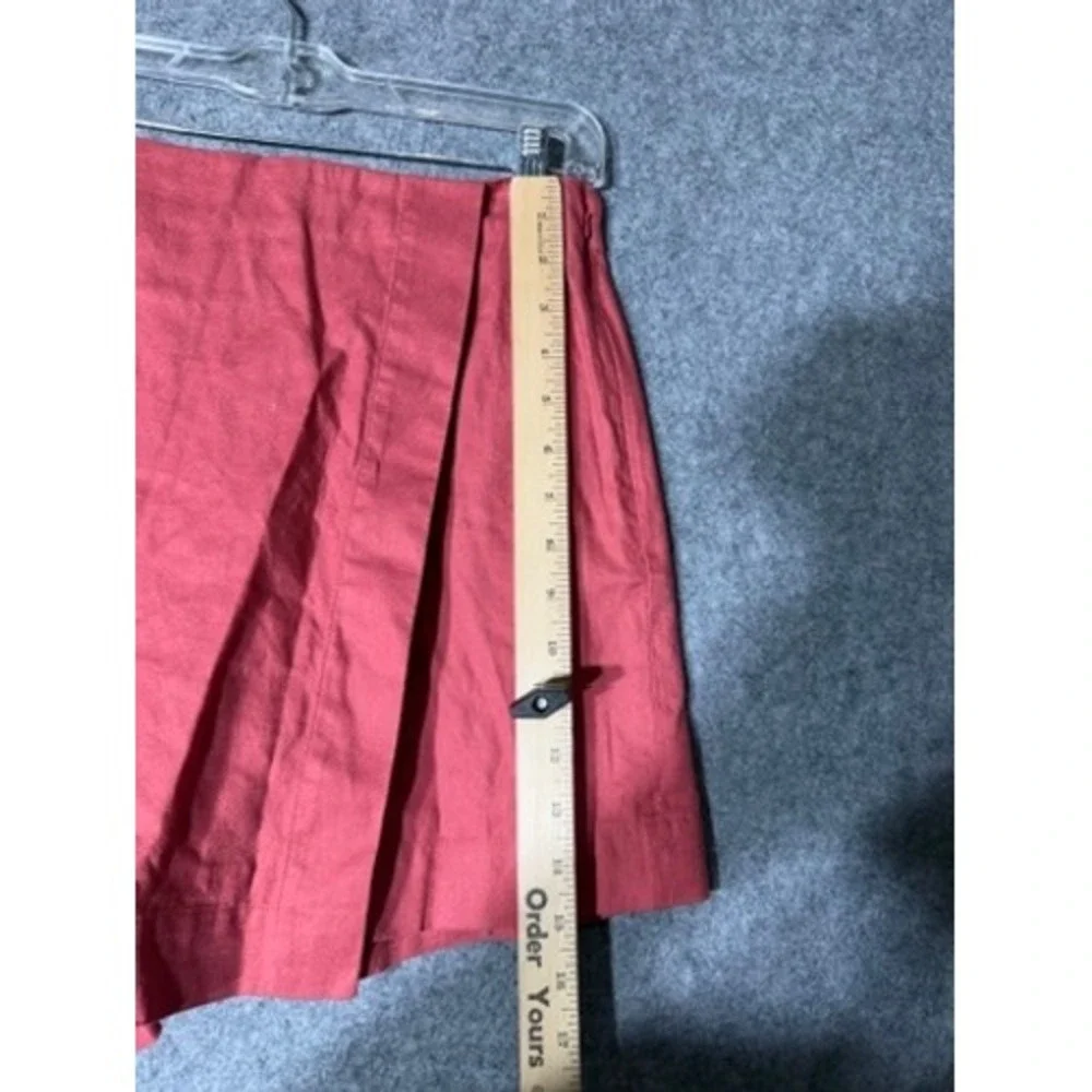 Uniqlo Linen Blend Skort Pink Coral Mini Wrap Front Shorts Skirt Size S New